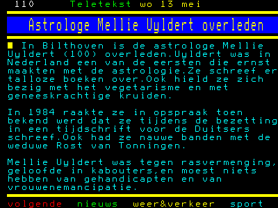 Mellie Uyldert is overleden